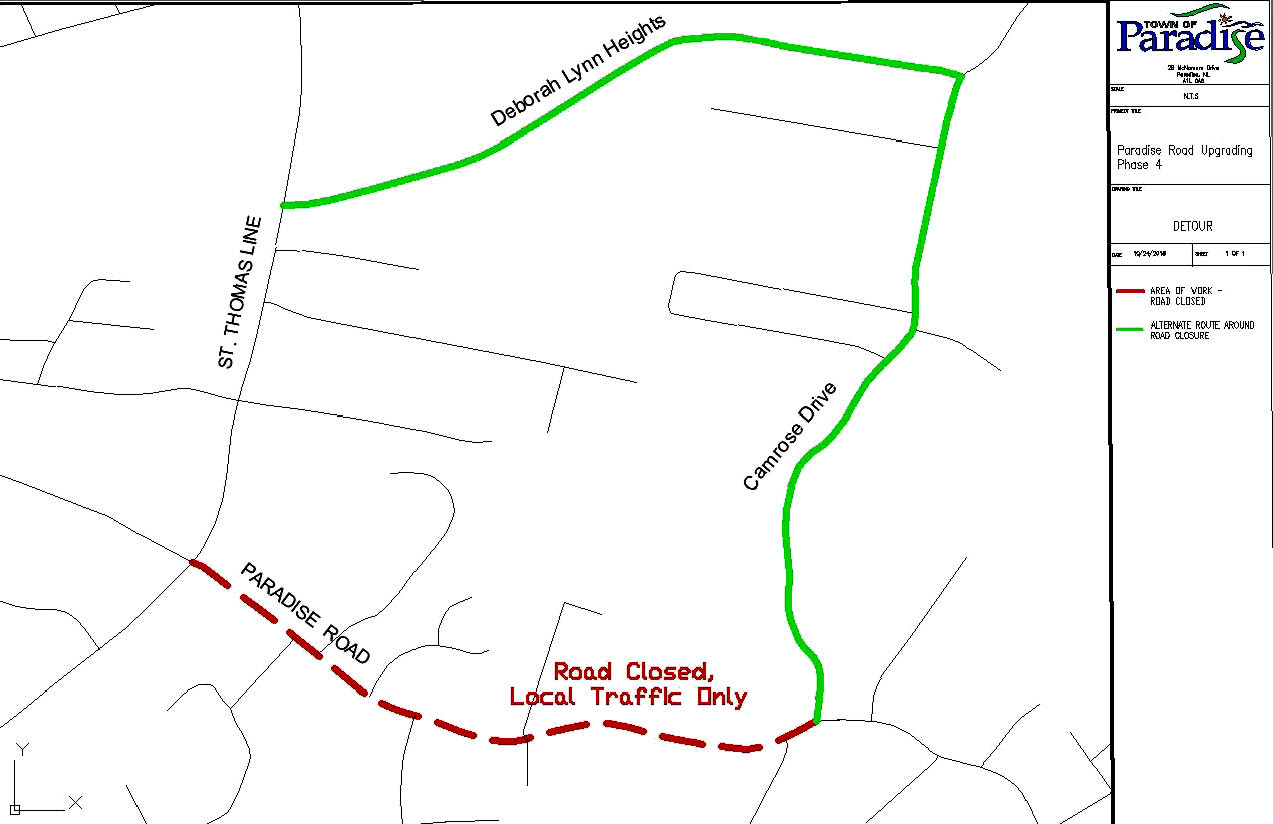Detour for Section of Paradise Road